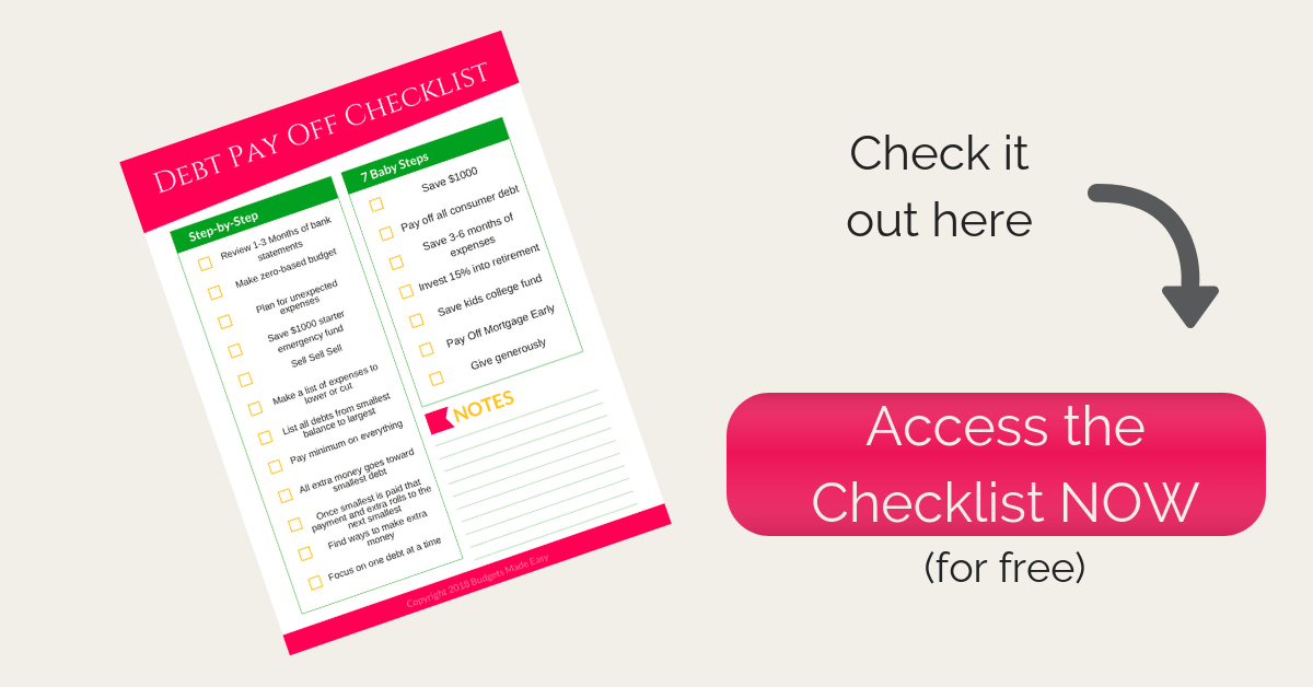 debt pay off checklist download