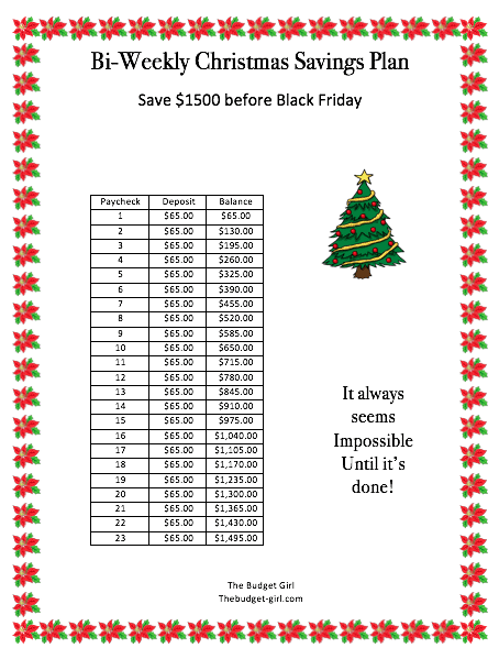 bi-weekly savings plan for Christmas