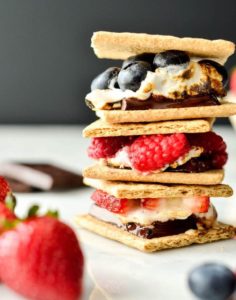 dark chocolate s'mores with berries