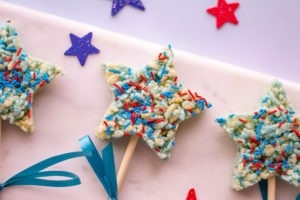Red white and blue Rice Krispie treats