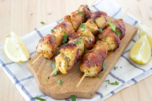 soy marinated chicken skewers
