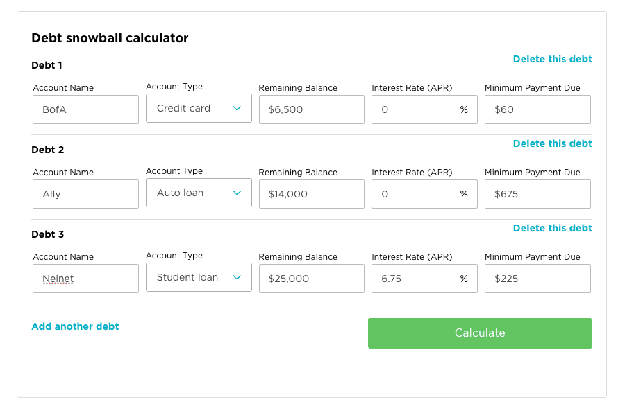 nerd wallet debt snowball calculator