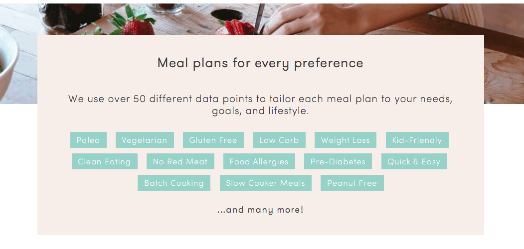 platejoy customized meal plan options