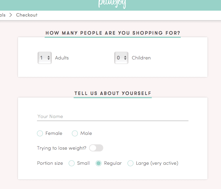 PlateJoy sign up