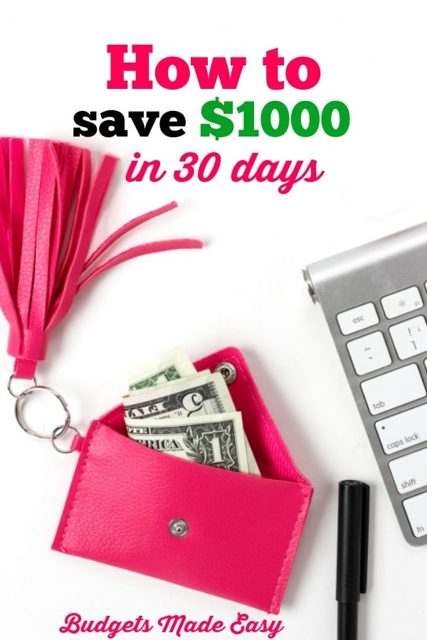 how to save $1000 in 30 days