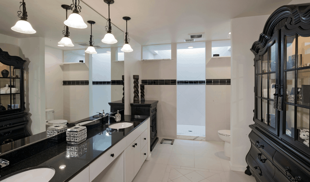 black and white bathroom