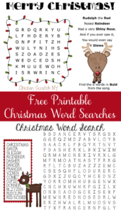 free christmas printable word search 