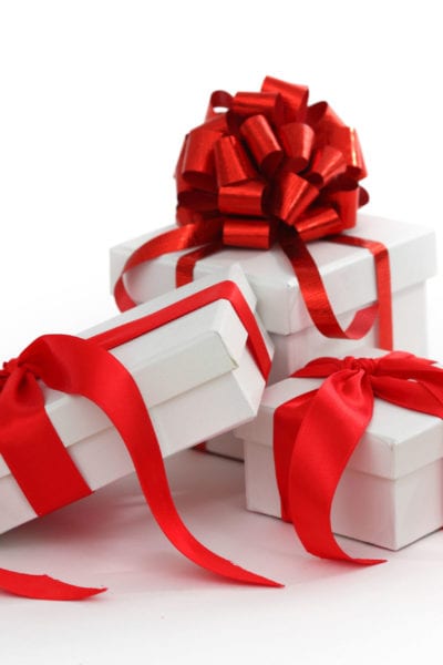 White Gift With Red Ribbon