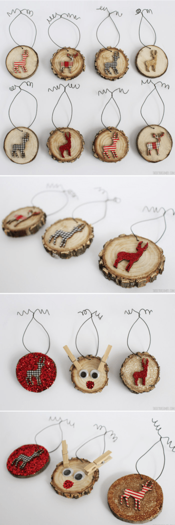 deer wood slice ornaments