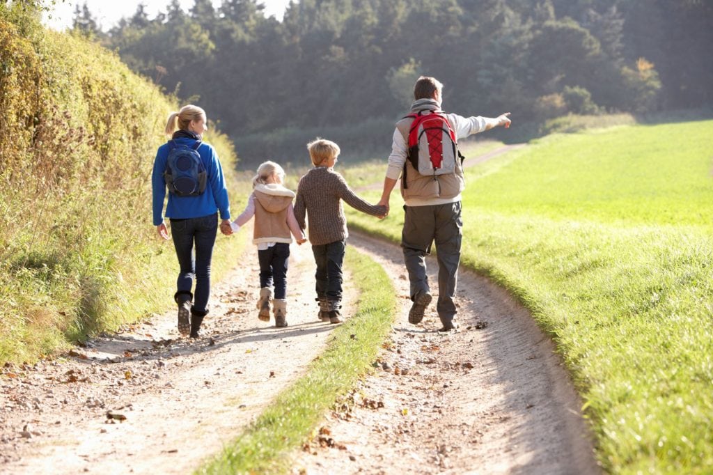 Young Family Walking In Park