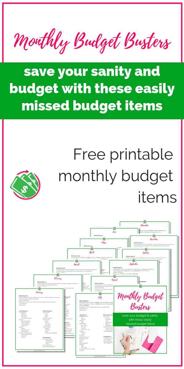 These monthly unexpected expenses will help you stick to your budget and save your sanity. These budget category items are simple ideas to save money. | ideas | families | Dave Ramsey | printable | monthly | tips | frugal living | track | #budget #printable #daveramsey