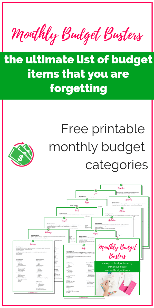 These monthly unexpected expenses will help you stick to your budget and save your sanity. These budget category items are simple ideas to save money. | ideas | families | Dave Ramsey | printable | monthly | tips | frugal living | track | #budget #printable #daveramsey