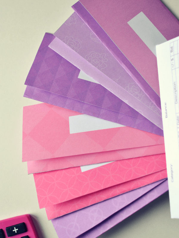 pink and purple cash envelopes