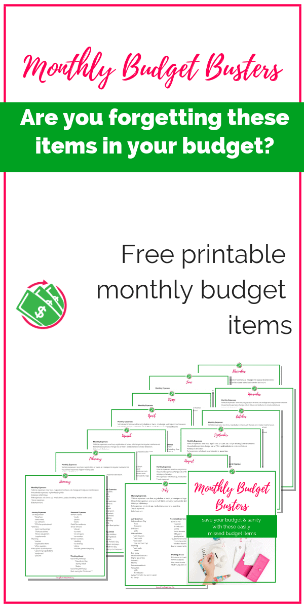 These monthly unexpected expenses will help you stick to your budget and save your sanity. These budget category items are simple ideas to save money. | ideas | families | Dave Ramsey | printable | monthly | tips | frugal living | track | #budget #printable #daveramsey