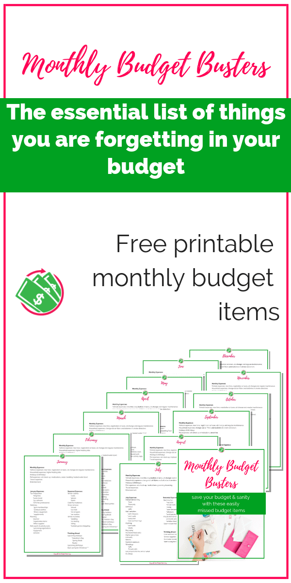 These monthly unexpected expenses will help you stick to your budget and save your sanity. These budget category items are simple ideas to save money. | ideas | families | Dave Ramsey | printable | monthly | tips | frugal living | track | #budget #printable #daveramsey