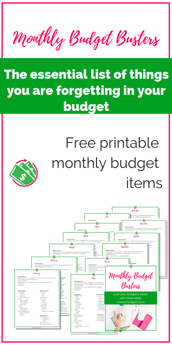 These monthly unexpected expenses will help you stick to your budget and save your sanity. These budget category items are simple ideas to save money. | ideas | families | Dave Ramsey | printable | monthly | tips | frugal living | track | #budget #printable #daveramsey