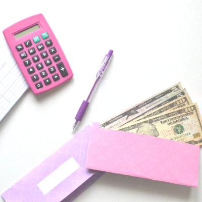 pink and purple cash envelopes