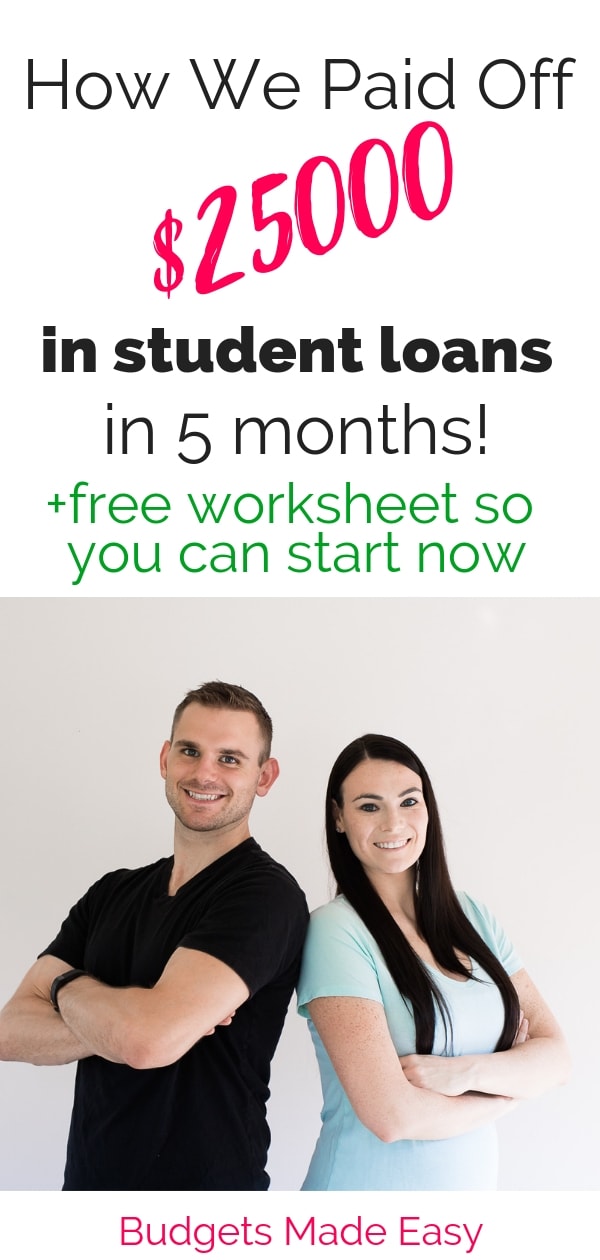 How this couple paid off $25000 in student loans fast by working online. Paying off debt fast with a budget and frugal living. #debttips #frugal #studentloans