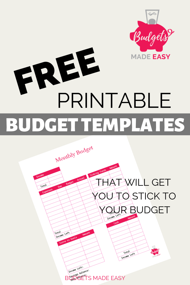 Grab your free printable monthly budget templates. These simple budget templates are easy to use and stick to your budget. #budgeting #budgets #freeprintables