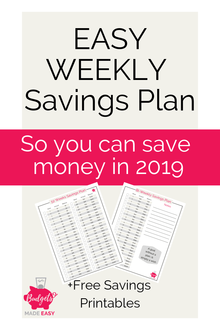 FREE printable weekly savings plans to save $1000 or $1500. These savings challenges are perfect for weekly or bi-weekly saving. Plus get them all for free! #printable #savingsplan #savingschallenge