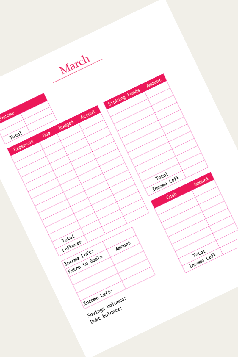 monthly budget sheet