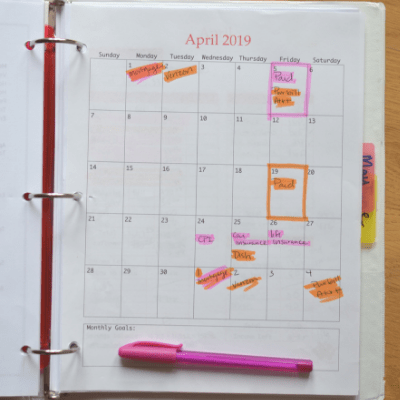 budget calendar