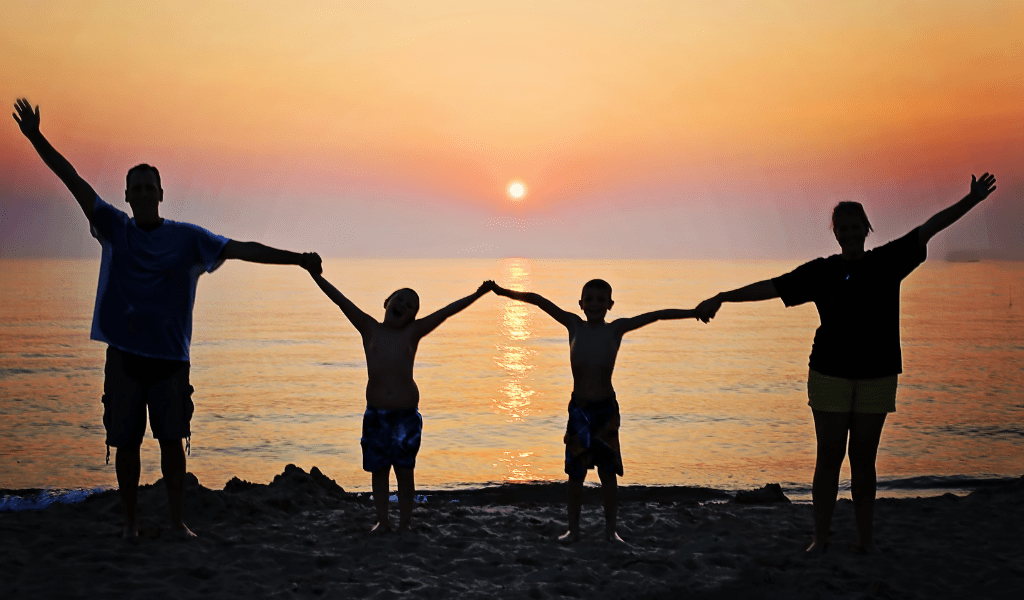 family by the lake