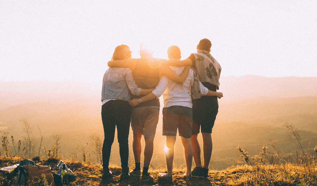 friends watching sunset