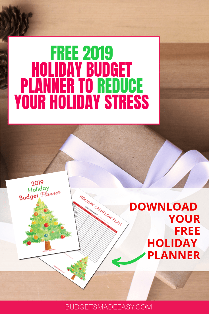 2019 FREE PRINTABLE HOLIDAY BUDGET PLANNER. Reduce the stress and overwhelm over the holidays by making your plan and sticking to your Christmas budget!