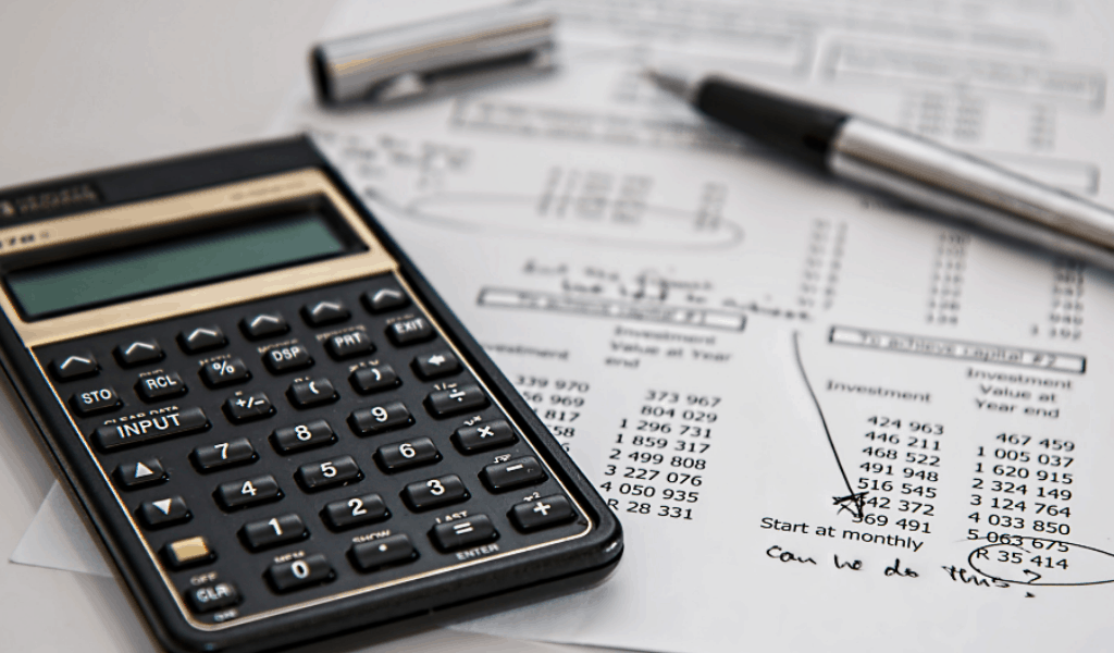 calculator with budget sheet