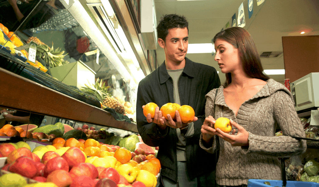 couple shopping for groceries