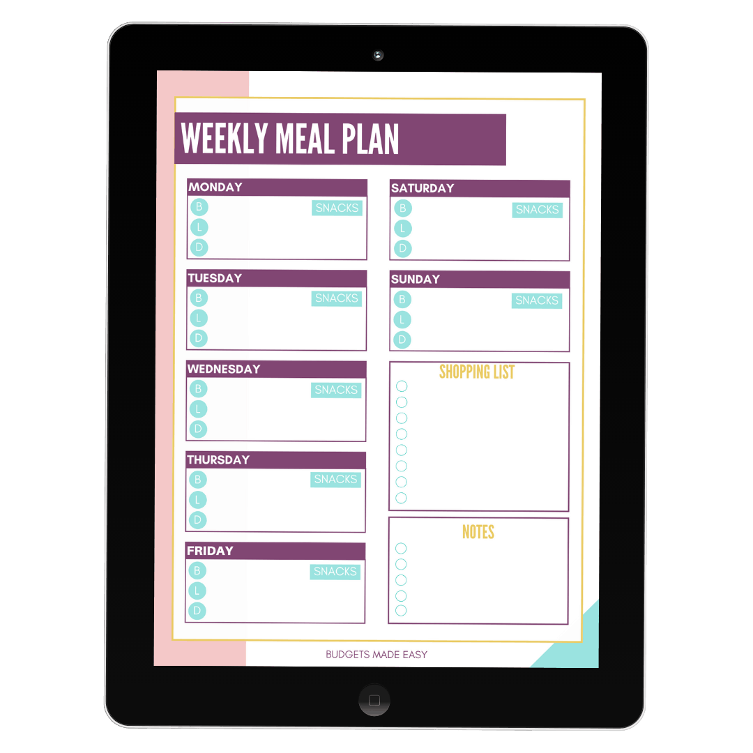 meal plan sheet