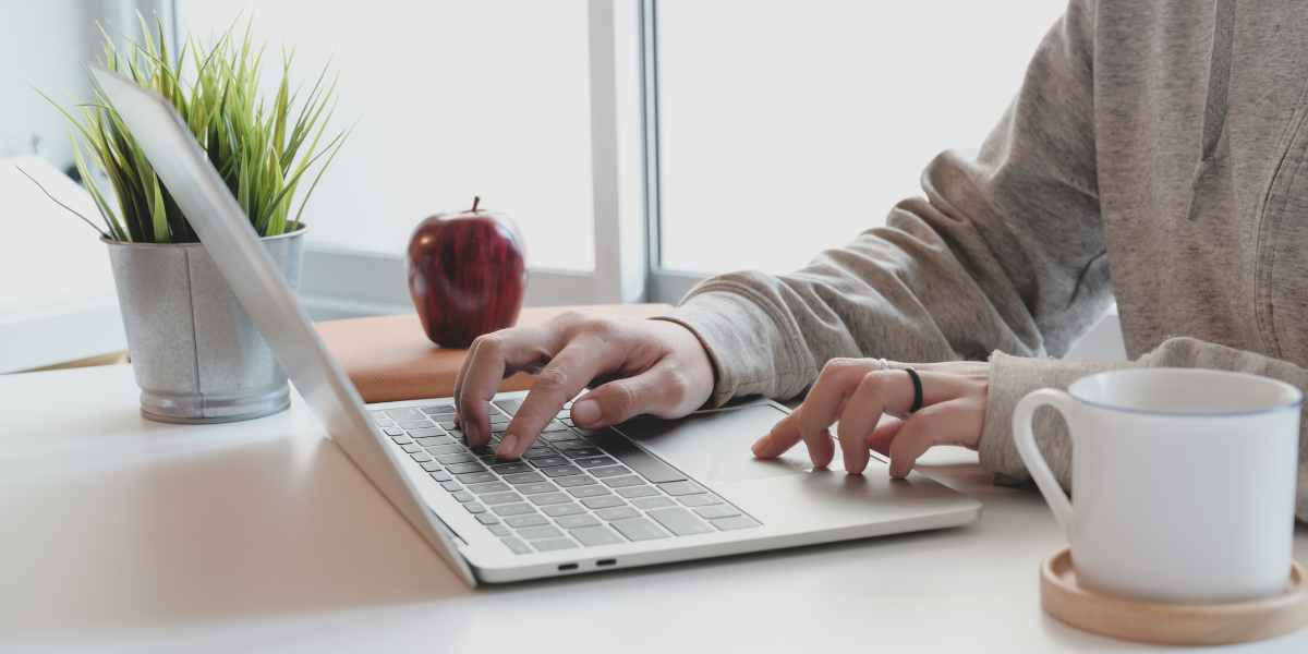 Female working on her laptop