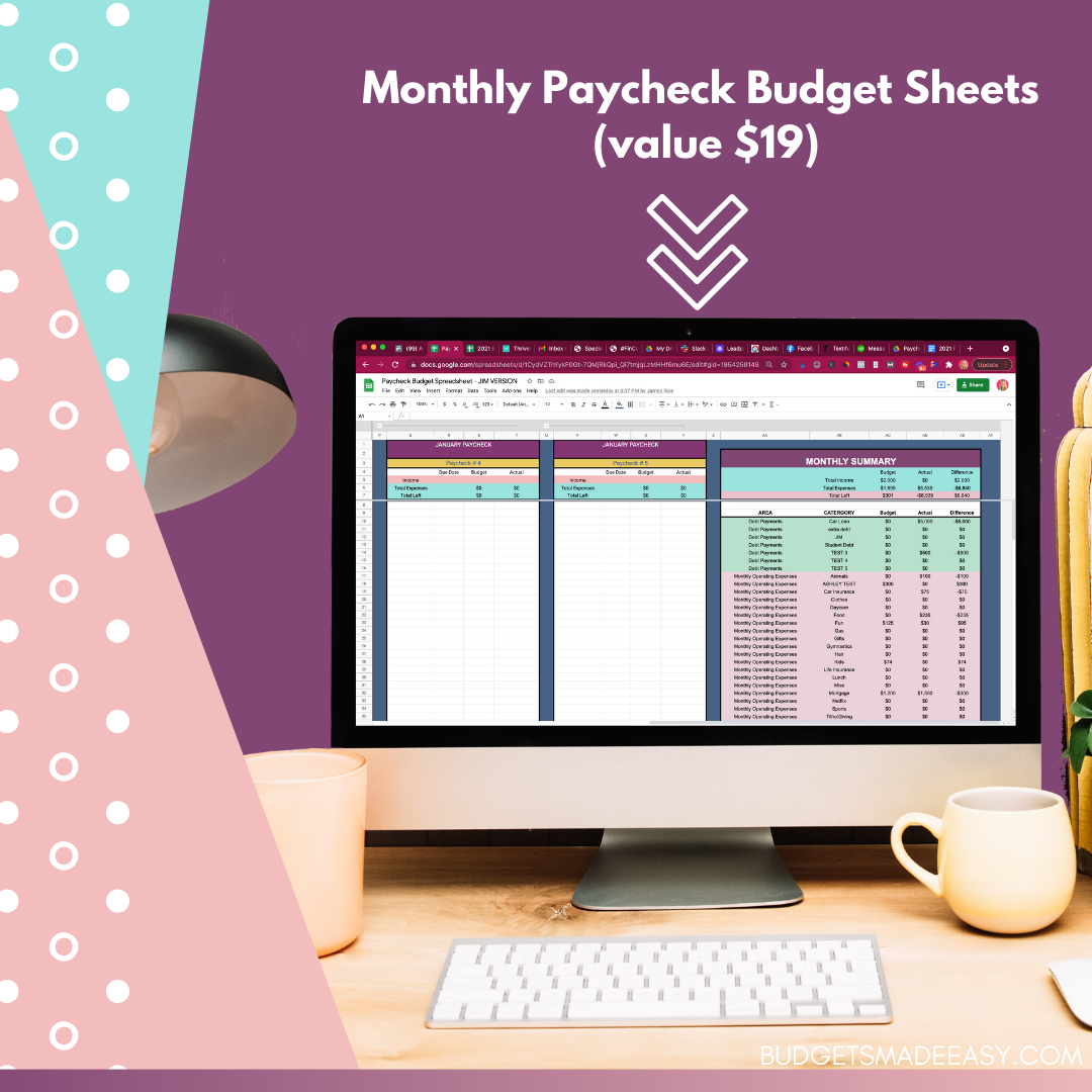 Paycheck 4 January Budget Kit