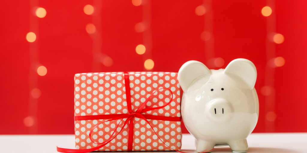 Piggy bank with a free Christmas gift