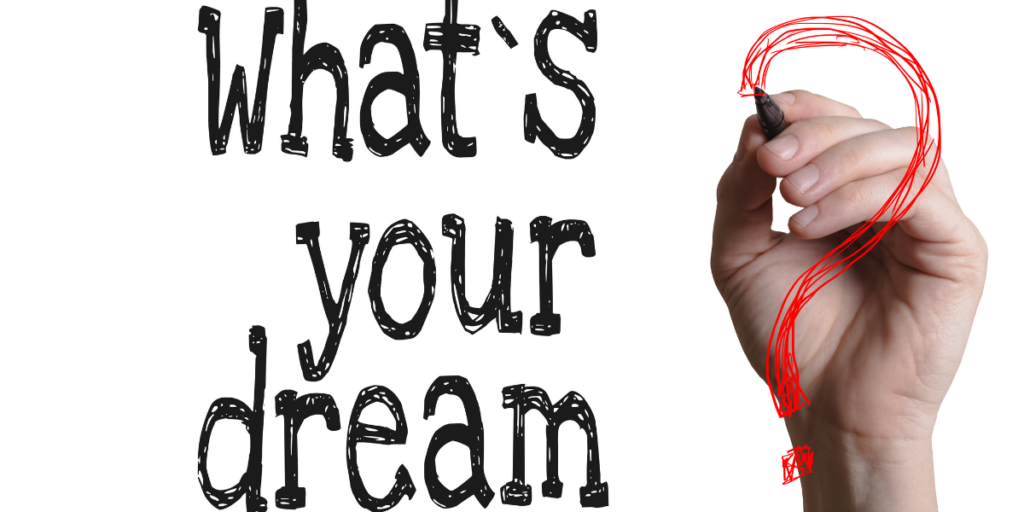 The words "What's your dream?" and how sticking to your budget can help you realize and achieve your dream. 