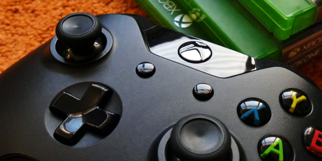 Xbox controller used to select free movies online. 