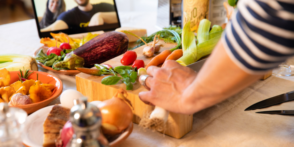 Someone side hustle teaching a couple how to cook remotely. 