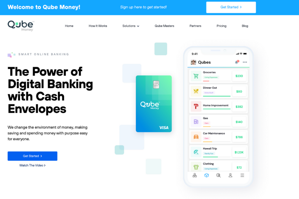 Qube digital cash envelope banking