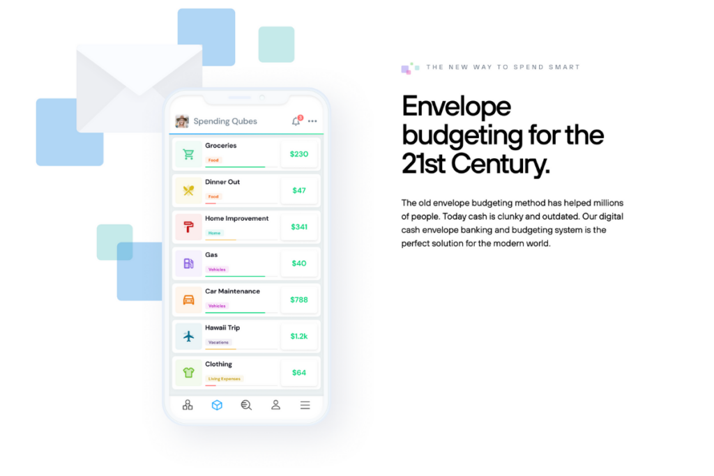 digital envelope banking with Qube