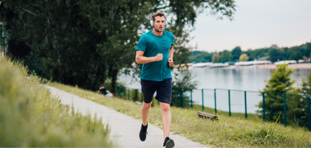 A man jogging outside