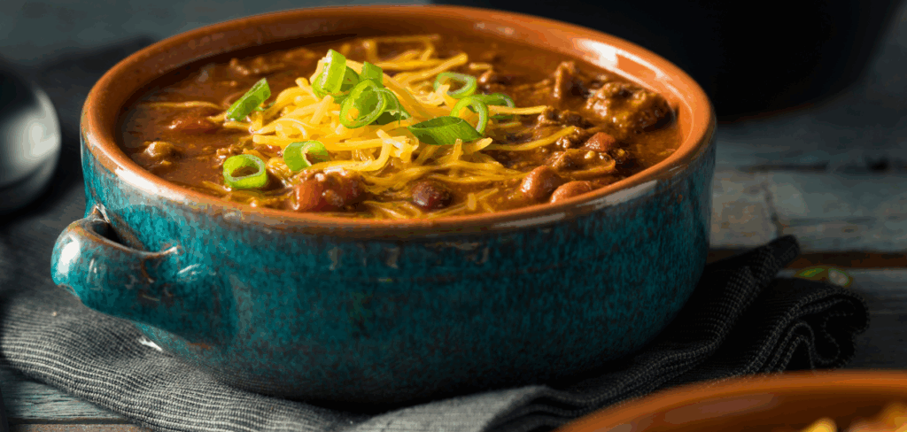 blue bowl with chili